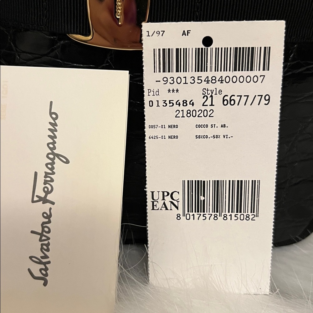 Salvatore Ferragamo Black Croc-Embossed Leather Crossbody with Gold Vara Buckle - Picture 12 of 13